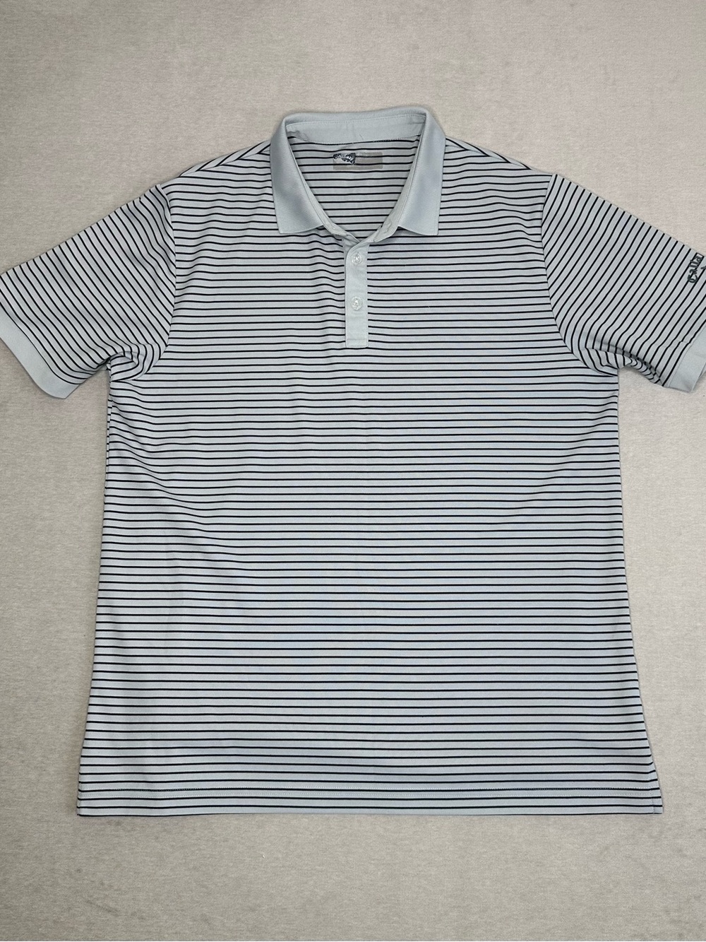 Callaway Men's Light Grey Black Striped Golf Polo Shirt